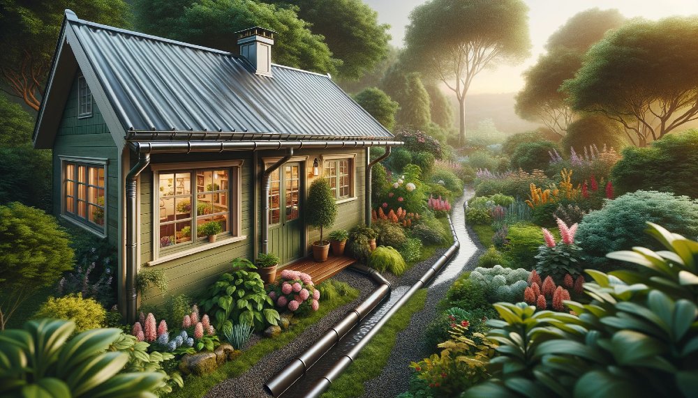 Gartenhaus mit Dachrinne