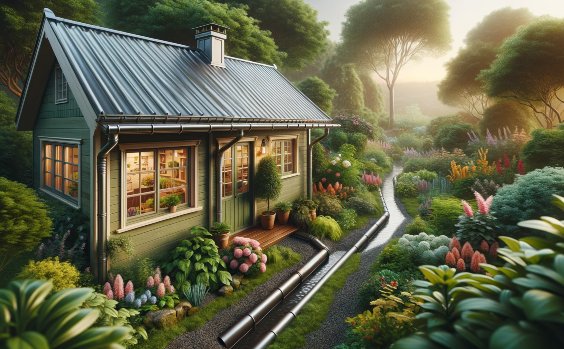 Gartenhaus mit Dachrinne