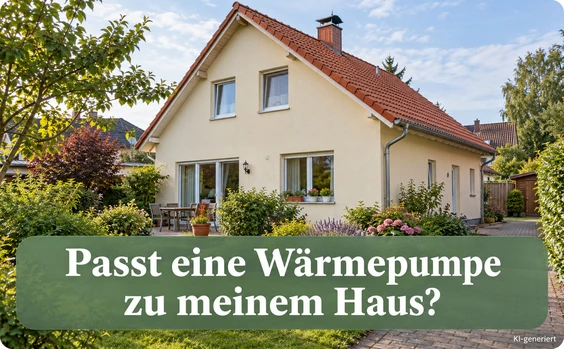Mittelaltes Haus. Text: Passt eine Wärmepumpe zu meinem Haus?