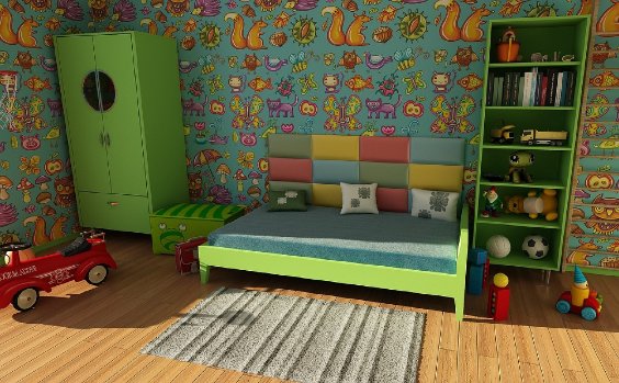 Kinderzimmer grün und bunt